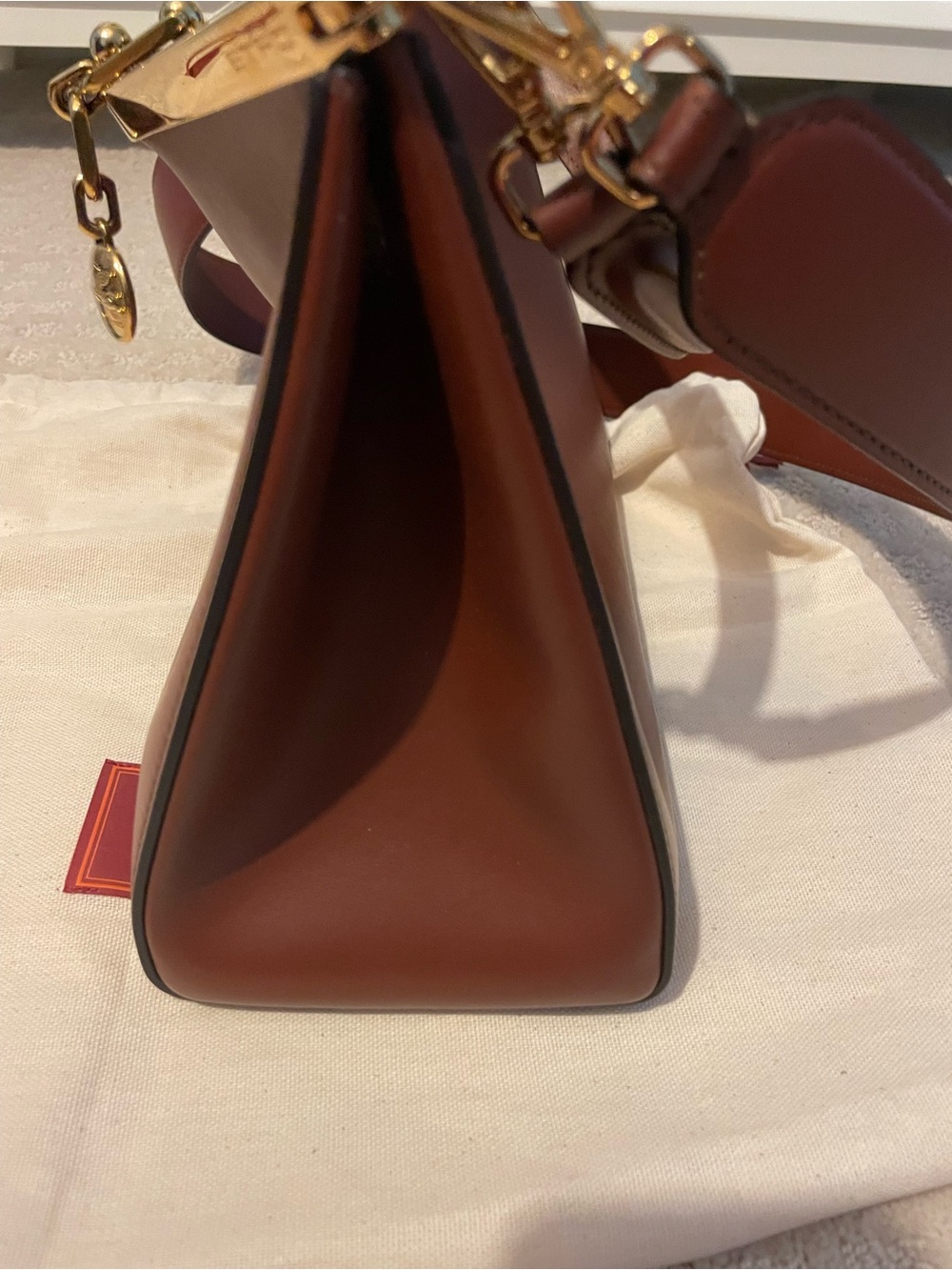 Etro Vela brand new  Medium Brown Leather Top-Handle Bag w Gold Hardware, NWOT - Picture 8 of 16